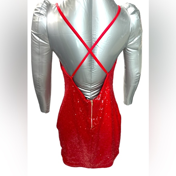 CELEBRITY FASHION® by HERA COLLECTION, Red Sequin Dress, Size L - Picture 7 of 10